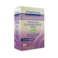 Puretouch Skin Care Feminine Flushable Wipes, 24 Count