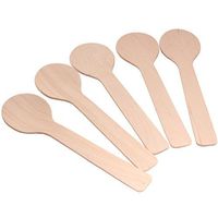 HAZOULEN 200 Pack Mini Natural Wooden Disposable Spoons, 4 Inches