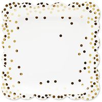 48-Pack Square Disposable Paper Plates for Parties and Dinners, Gold, 9 Inches