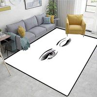 Eyelash Solid Door Mat Welcome, Cartoon Style Dramatic Woman Eyes with Long Lashes Winking Flirting Gesture, Durable Carpet Area rug - Living Dinning Room Bedroom Rugs and Carpets(6'x 9')