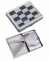 Metal Cigarette Case King Size in an Attractive Gift Box Black and White Jeweled