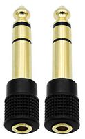 Audio Adapter 6.35mm (1/4 inch) Male to 3.5mm (1/8 inch) Female Stereo Headphone Connector Gold Plated, 2 Pack