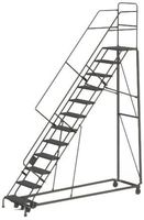Tri-Arc KDHS112242 12-Step Heavy-Duty Safety Angle Steel Rolling Industrial & Warehouse Ladder with Grip Strut Tread