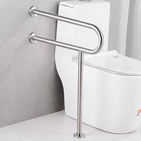 Bathroom Grab Rail Bathroom Stainless Steel Grab Bar with Leg, Disabled and Seniors Toilet Safety Grab Rails,Home Assist Safety Anti-Slip Handle Bars (Color : Silver, Size : 6076cm)