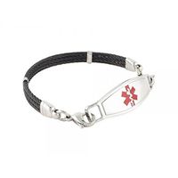 N Style ID PRE-Engraved"Lymphedema Alert, No Needles/BP, Right Arm Medical Bracelet" Triple Skyway - Red 6.75