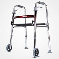 Folding Lightweight Aluminium Walking Frame Zimmer Walker with 2 Wheels -5 Levels Adjustable Height Non Slip Crutches Limited Mobility Aid Handicapped Disabled Users Forearm Support Walker