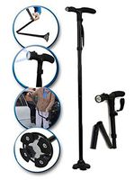 4-Stage Semi-Automatic Folding LED Cane Stool 5 Stage Height Adjustable Walking Staff