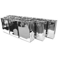 10x13x5” 12 Pcs. Large Metallic Silver Paper Gift Bags with Metallic Handles, Party Favor Bags for Birthday Parties, Weddings Gifts