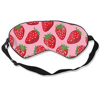 100% Silk Sleep Mask Eye Mask Red Strawberry Print Comfortable Soft Best Sleeping Eyeshade Blindfold with Adjustable Strap for Travel Work Naps Blocks Light