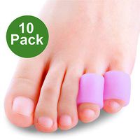 Povihome Toe Protectors, Toe Sleeves Silicone Small Gel Corn Protectors for Runners,Blisters,Shoes,Heels,Sandal Purple Pinky Toe Pain Relief 5 Pairs