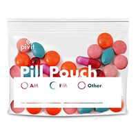 Pivit Clear Resealable Travel Pill Organizer Pouches Medicine Bags with White Write-on Label | 100 Pack | 3" x 2", 3 mil | Small Portable Plastic Baggies to Hold Vitamins, Supplements & Medication