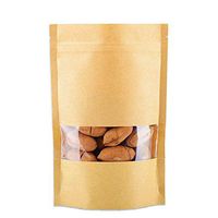 Sealable Bags, Brown Kraft Paper Bag Stand up Zipper Resealable Stand Up Food Grade Coffee Valve Bags Pouches with Window (Pack of 50) (9" x 13.8", Brown)