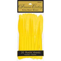 Premium Heavy Weight Plastic Knives | Sunshine Yellow | Pack of 20 | Party Supply