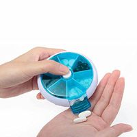 Medicine Box, Elevin(TM) New 7-Day Round Medicine Pill Vitamin Box Case Storage Dispenser Organizer Holder (Blue)