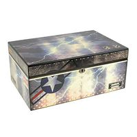 Humidor Supreme Fighter Jet, Cigar Humidor Honoring Armed Forces, Soldiers and Veterans, Spanish Cedar Tray, 3 Dividers, Glass Hygrometer, Humidifier, Holds up to 100 Cigars
