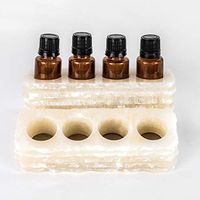 Chiseled Small Essential Oil Holder Case - Set of 2 - Each Piece has 4 Slots for 15ml Bottles (for 8 Oils Total) - 100% Hand Carved Onyx Stone (Pearl Stone)