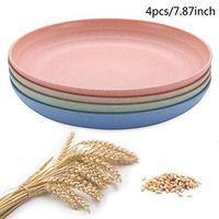 Plastic Plates, Degradable Lightweight Wheat Straw Plates, Anti-broken Reusable Adult Toddler Dinner Plates, 7.87' 4 Pack