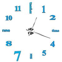 Libobo Acrylic Modern DIY Wall Clock 3D Mirror Surface Sticker Home Office Decor Clocks (Sky Blue)