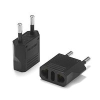 United States to Turkey Travel Power Adapter to Connect North American Electrical Plugs to Turkish outlets For Cell Phones, Tablets, eReaders, and More (2-Pack, Black)