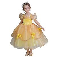 Driuankeji Girls Party Dress Kids Tulle Dresses for Pageant Birthday Bridesmaid Wedding Christmas Prom Ball Gown Yellow