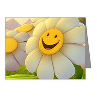 Note Card Smiley Face Daisy Flower