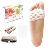 Yunoun Breathable Silicone Toe Valgus Toe Separator Front Foot Pad - Relieve Pain, Prevent Humerus, Bunion, blisters, calluses - Thick High Heel Foot Pad - with Holes-（Ginger）