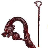 Elderly supplies Wooden Walking Stick, Faucet Mahogany Wood Carving Old Man Walking Stick, Light Non-Slip Walking Stick