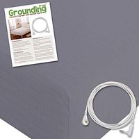 Grounding Brand Fitted King Size Sheet with Earth Connection Cable, 400TC Conductive Mat with Pure Silver Thread for Better Sleep and Healthy Earth Energy, Rich Grey
