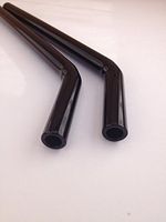 Glass Straw Set- Two Beautiful Bent Straws Pick Your Color 8inch 9.5mm with Cleaning Brush (Jet Black)