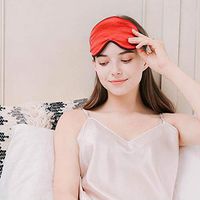 DiLan Sleep Mask 100% Natural Silk Eye Mask Sleeping, Super Smooth Comfortable Pearlescent Fabric Mask Blindfold with Adjustable Strap for Women - Red