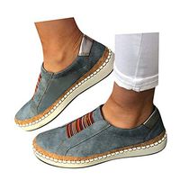 Veodhekai Womens Flat Shoes Hollow-Out Round Toe Slip On Shoes Flast Sneakers Breathable Blue