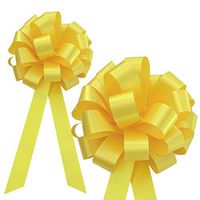 Yellow Pull Bows with Tails - 8" Wide, Set of 6, Support Our Troops Ribbon, Spring, Summer, Christmas, Decoration, Easter, Wreath, Swag, Garland