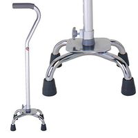 Carex Quad Cane with Small Base - Quad Walking Cane with Offset Cane Handle and Adjustable Height - 4 Tip Cane for Stability