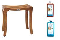 AquaTeak Patented 18" Asia Curve Teak Shower Bench & AquaTeak Two-Step Care Kit