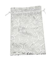 SUNGULF 50pcs Organza Pouch Bag Drawstring 6"x8" Strong Gift Candy Bag Jewelry Party Wedding Favor (Silver White)