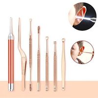 YXMxxm Ear Wax Removal Tool - Soft Earpick Ear Cleaner with LED Lights - Earwax Clean Tools Ear Care Kit - Batteries Not Included(Set of 7)