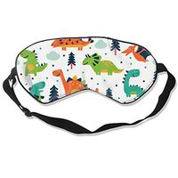 COLOMAKE Great Gift - Soft Silk Cartoon Dinosaur Set Sleep Mask Best Sleeping Mask Eye Mask Eye Cover for Travel Nap Meditation Blindfold with Adjustable Strap for Men Women