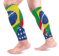 USA Brazil Flag Sports Calf Compression Sleeves Leg Compression Calf Sleeve for Runners Men Women (1 Pair)