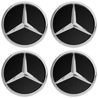 CHANONE 4Pcs Wheel Center Cap for Mercedes Benz Accessories for 75mm MB Rims Car Accessory - Black AMG Logo Emblem Covers