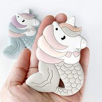 Mermicorn Silicone Sensory Necklace. Mermaid and Unicorn Pendant for Girls. Sensory Motor Aid. Autism SPD Necklace. Chew Jewelry Pendant. (Peachy Pink (not Necklace Form))