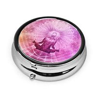 Meditation Chakra Yoga Sanskrit Pink Custom 2.1 Inches Round Pill Box Tablet Medicine Pocket Purse Travel Pill Vitamin Decorative Box Case Holder