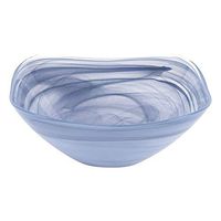 (D) Elegant Soft Blue Square Alabaster Glass Bowl 2-pc 6 Inches, Fruit Dish