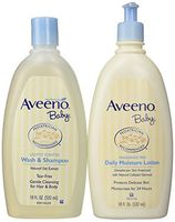Bundle: Aveeno Baby Daily Moisture Lotion, 18 Ounce + Aveeno Baby Wash & Shampoo, 18 Ounce