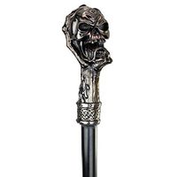Design Toscano The Dragonsthorne Collection Death's Grip Skull and Claw Gothic Walking Stick Swagger Cane, 39 Inch, Silver