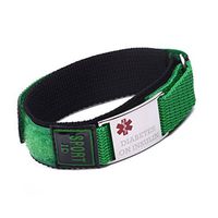 linnalove 7.5" Green Sport Medical id Bracelet Nylon Band, Waterproof, Breathable-Diabetes ON Insulin