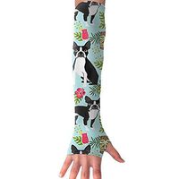 Boston Terrier, Palm Trees Summer Holiday UV Protection, Compression & Cooling Arm Sleeves For Cycling/Golf/Basketball/ Other Sports