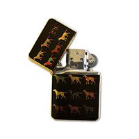 English Pointer Dog Pattern - Gold Lighter Windproof Flip-Top Refillable with tin Gift Box