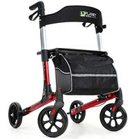 Planetwalk Premium Rollator Walker - Foldable Rolling Walkers with Seat & Bag - Soft Wheels Comfort Design - Mobility Aids Gift for Senior (Brilliant Red)