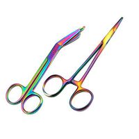 LAJA IMPORTS New! German Hemostat Forceps 5" + Lister Bandage Scissors 5.5" Rainbow Titanium Premium