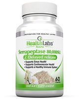 Health labs Nutra Serrapeptase Supplement for Inflammation, Sinus Issues, Asthma, Arterial Blockage, Joint Pain – 80,000 SU Maximum Potency 30-Day Supply